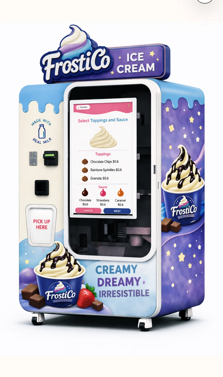 Frostico self-serve ice cream vending machine